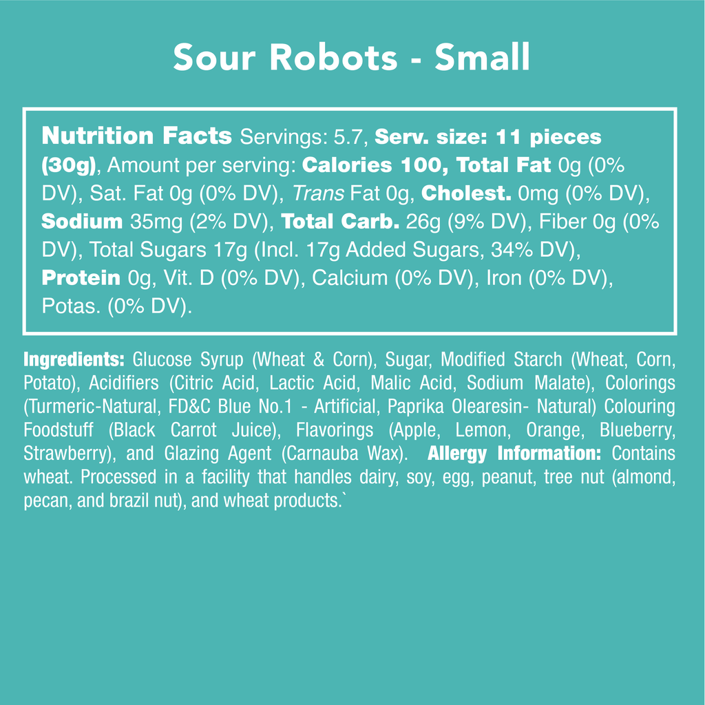 Sour Robots candy - Nutritional Information