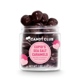 A cup of Candy Club Cupid's Sea Salt Caramels candy