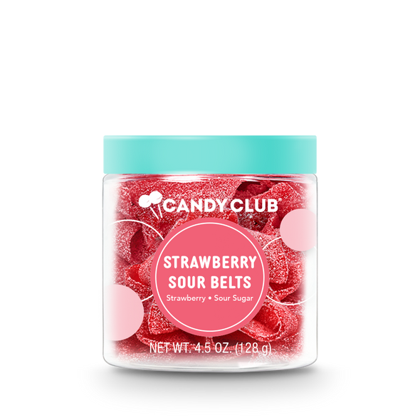 Candy Club - Strawberry Sour Belts cup of candy with lid