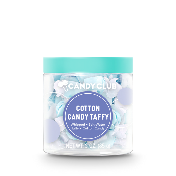 A cup of Cotton Candy Taffy candy with lid