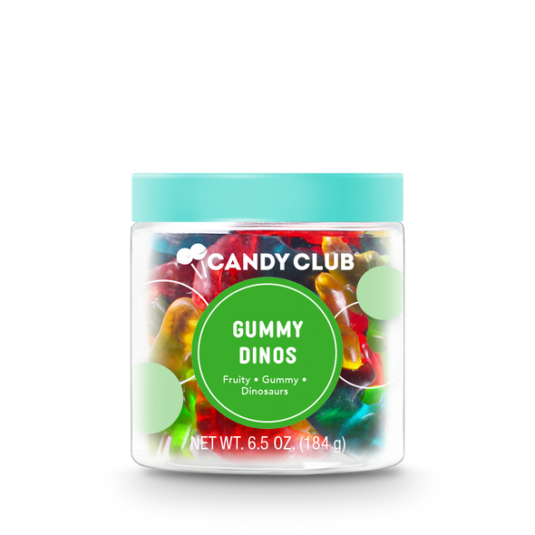 A cup of Gummy Dinos candy with lid