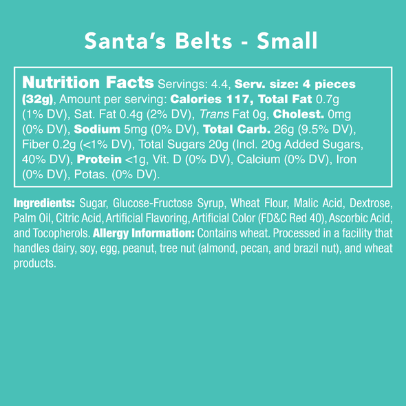 Santa's Belts - Nutritional Information