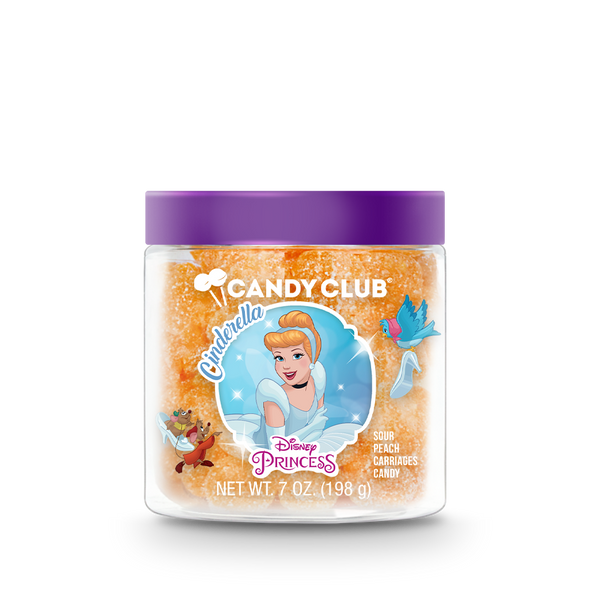 A cup of Candy Club's Disney Princess Cinderella candy with purple lid. 
©Disney.