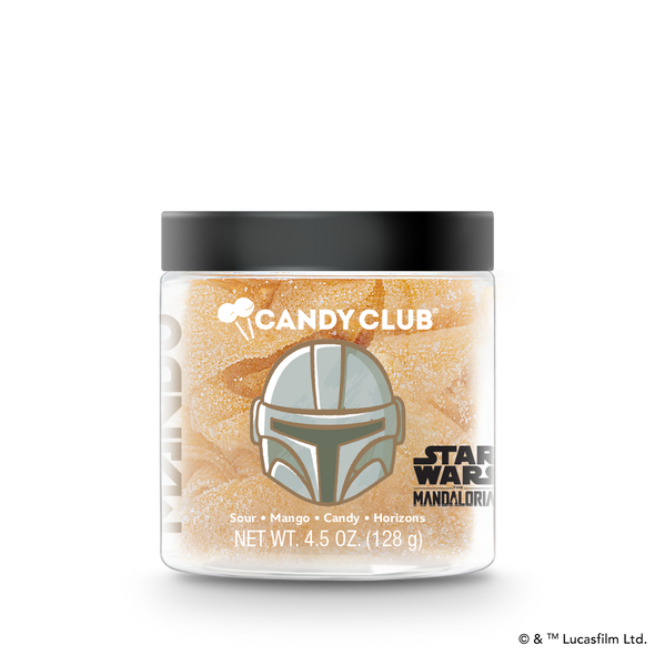 A cup of Candy Club's Star Wars Mandalorian candy with lid. 
© & ™ Lucasfilm Ltd.