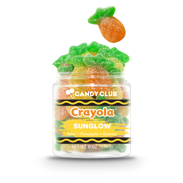 A cup of Candy Club's Crayola Sunglow candy. Official licensed product.