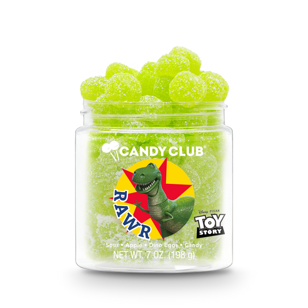 A cup of Candy Club's Disney and Pixar Toy Story Rex candy.
©Disney/Pixar.