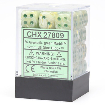 CHX 27809 Marble 12mm d6 Green/Dark Green Block (36)