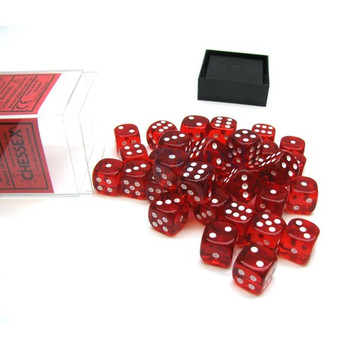 CHX 23804 Translucent 12mm d6 Red/White Block (36)