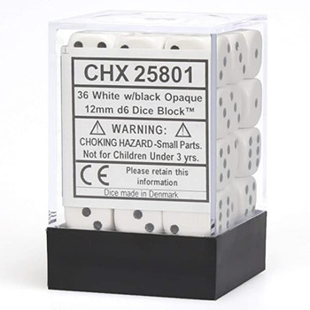 CHX 25801 Opaque 12mm d6 White/Black Block (36)