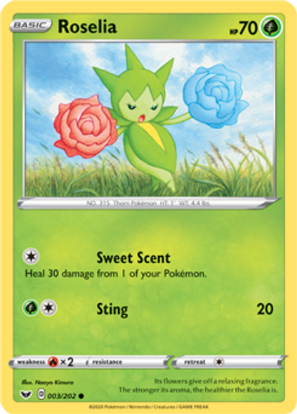 [SWSH01][SSH-003/202C] Roselia (Reverse Holo)