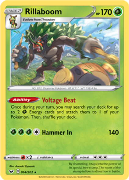 [SWSH01][SSH-014/202HR] Rillaboom (Reverse Holo)