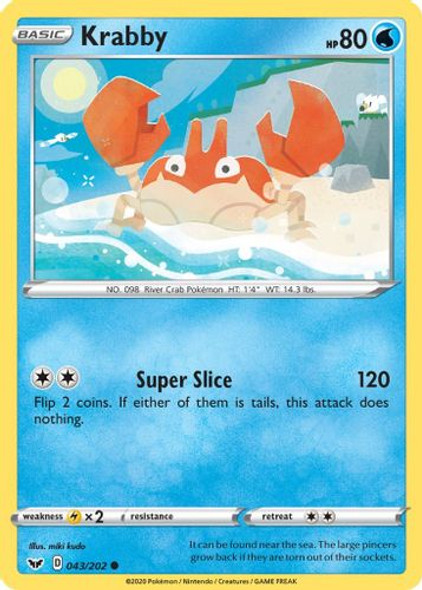 [SWSH01][SSH-043/202C] Krabby (Reverse Holo)