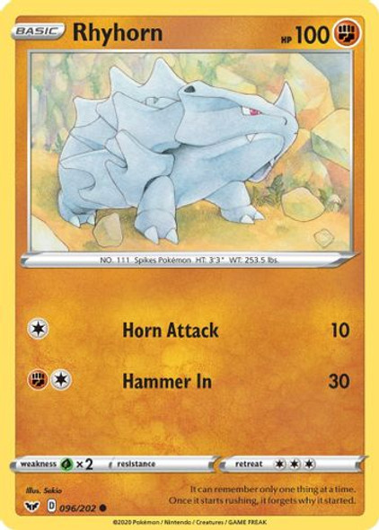 [SWSH01][SSH-096/202C] Rhyhorn (Reverse Holo)