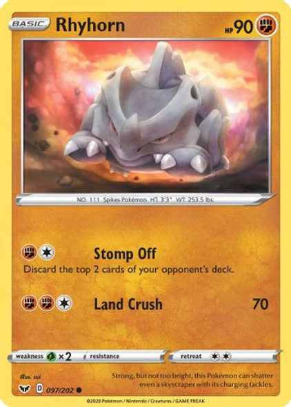 [SWSH01][SSH-097/202C] Rhyhorn (Reverse Holo)