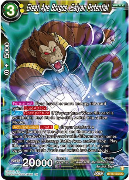 BT18-104UC Great Ape Borgos, Saiyan Potential