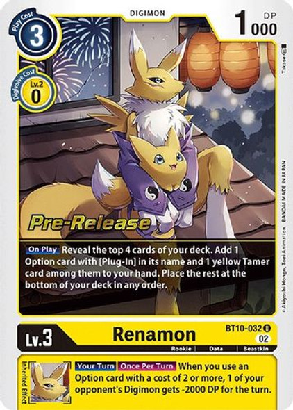 BT10-032U Renamon (Prerelease Stamp) (Foil)