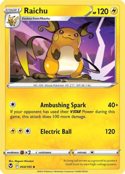 SWSH12-050/195UC Raichu (Reverse Holo)