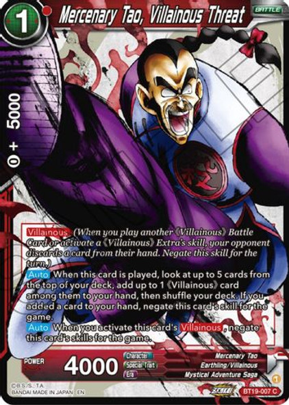 BT19-007C Mercenary Tao, Villainous Threat (Foil)