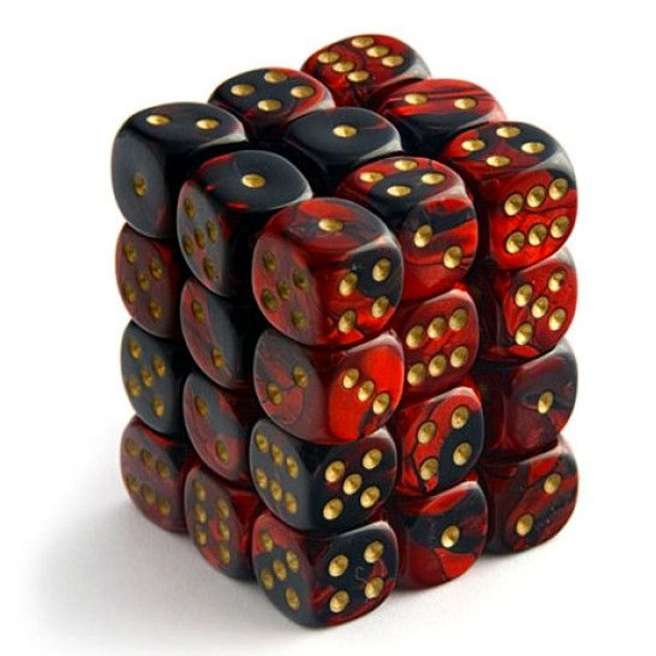 CHX 26833 Gemini 12mm d6 Black-Red/Gold Block (36)