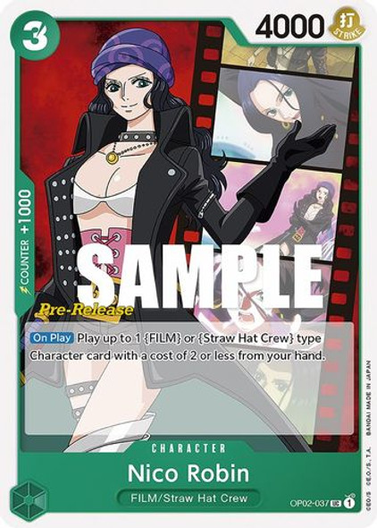 OP02-037UC Nico Robin (Prerelease Stamp)