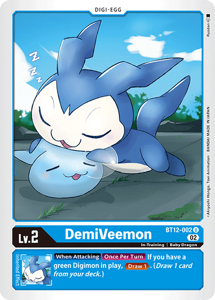 BT12-002U DemiVeemon (Prerelease Stamp)