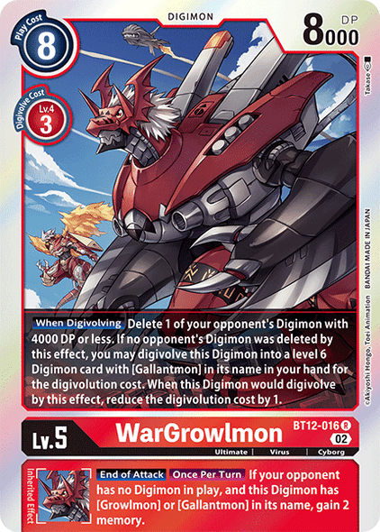 BT12-016R WarGrowlmon (Prerelease Stamp)