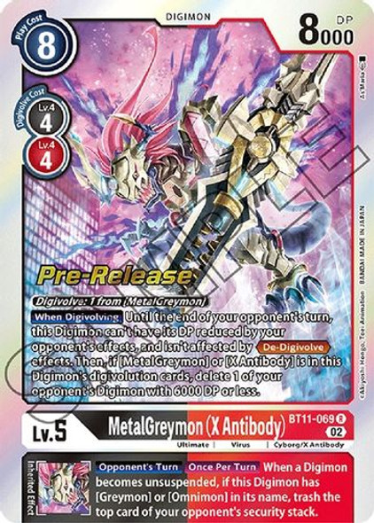 BT11-069R MetalGreymon (X Antibody) (Prerelease Stamp)