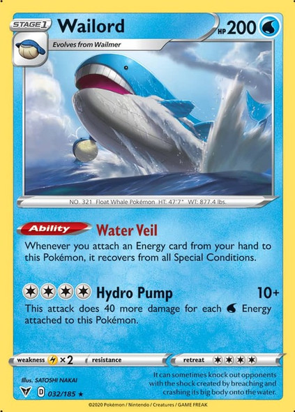 SWSH04-032/185R Wailord (Reverse Holo)