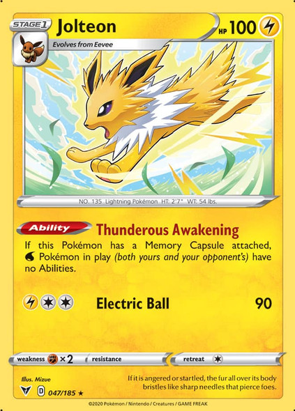 [SWSH04][VIV-047/185R] Jolteon (Reverse Holo)