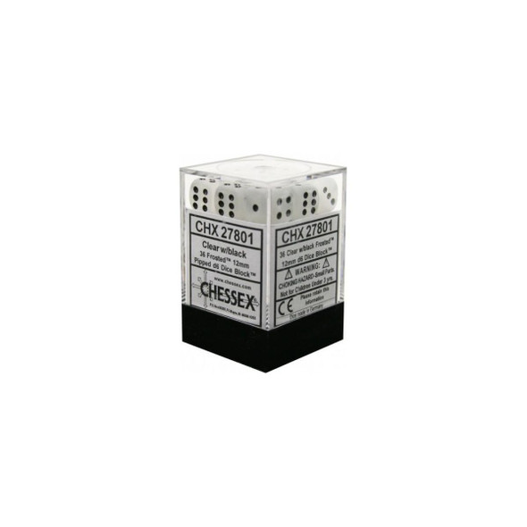 CHX 27801 Frosted 12mm d6 Clear/Black Block (36)