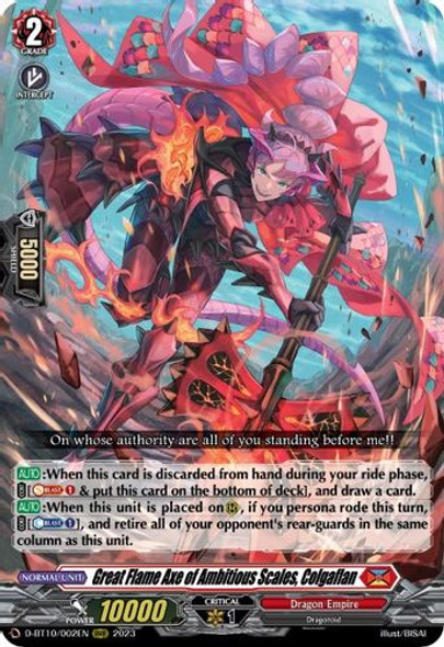 D-BT10/002EN RRR Great Flame Axe of Ambitious Scales, Colgaflan