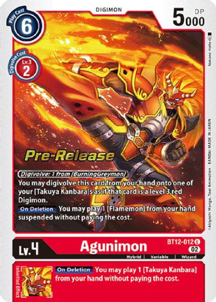 BT12-012U Agunimon (Prerelease Stamp) (Foil)