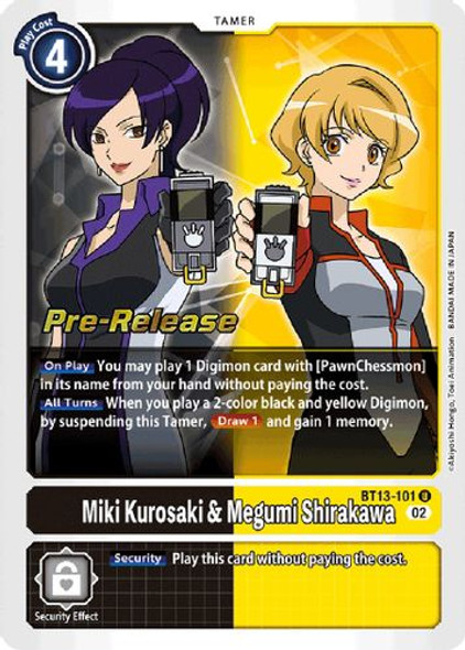 BT13-101U Miki Kurosaki & Megumi Shirakawa (Prerelease Stamp) (Foil)