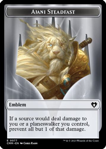 CMMTOK-77 // 71 Emblem - Ajani Steadfast // Wizard Double-Sided Token