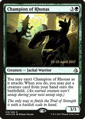 Prerelease Stamped - Champion of Rhonas-159R (Foil)