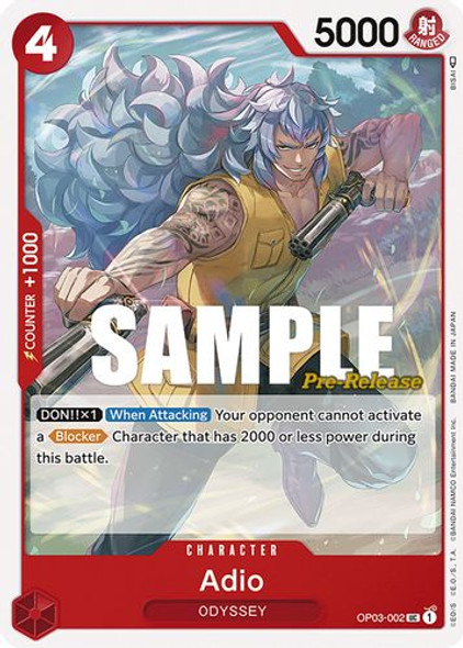 OP03-002UC Adio (Prerelease Stamp)