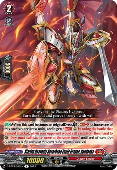 D-BT13/037EN R Blazing Heavenly Spearhead Equip Dragon, Nandeeka