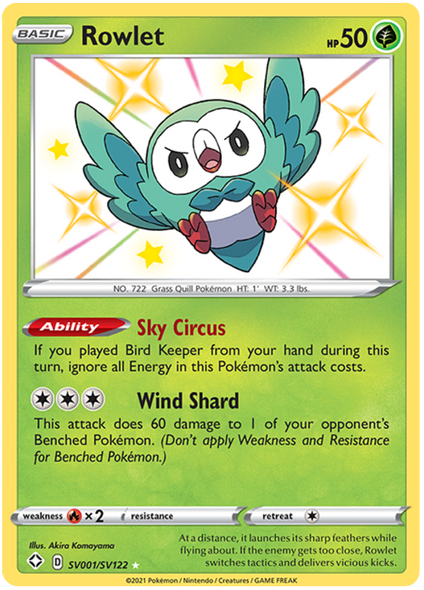 [SWSH04b][SHF-001/122SV] Rowlet (Holo)