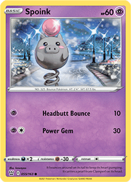 [SWSH05][BST-055/163C] Spoink (Reverse Holo)