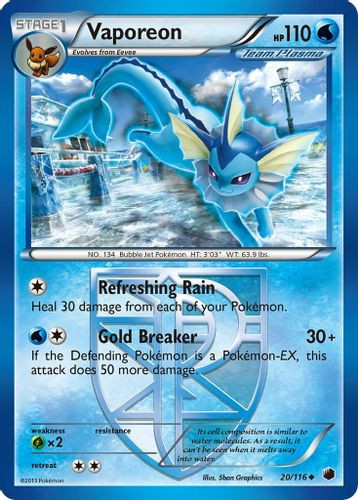 BW09-PLF-020/116UC Vaporeon [Team Plasma]