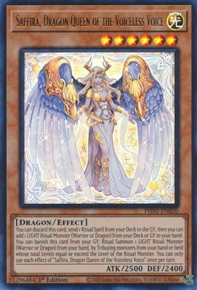 PHNI-EN020 Saffira, Dragon Queen of the Voiceless Voice (Ultra Rare) <1st>