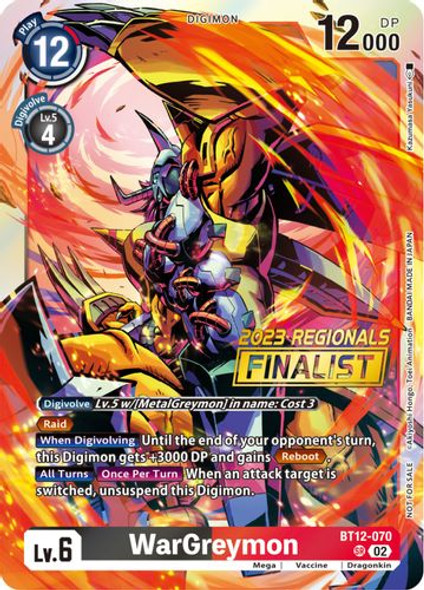 BT12-070SR WarGreymon (2023 Regionals Finalist) (Foil)