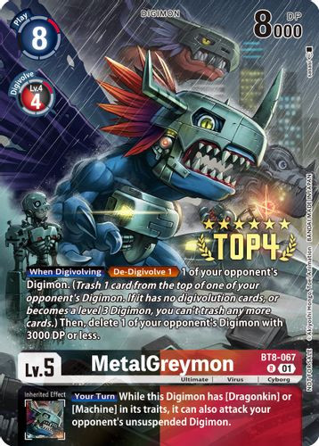 BT08-067R MetalGreymon (Digimon 3-On-3 November 2023 Top 4) (Foil)