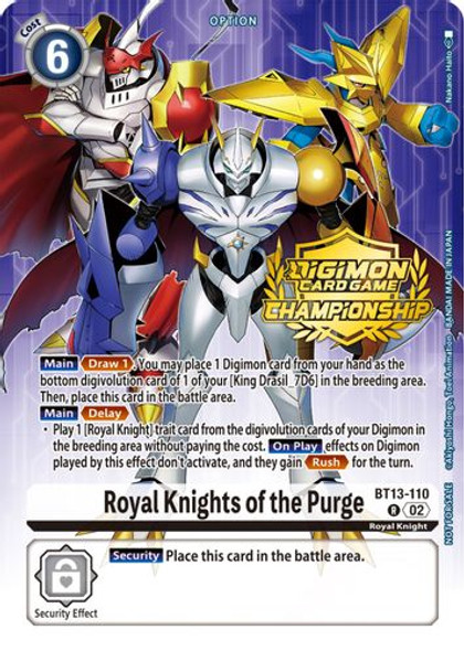 BT13-110R Royal Knights of the Purge (Championship 2023 Tamers Pack) (Foil)