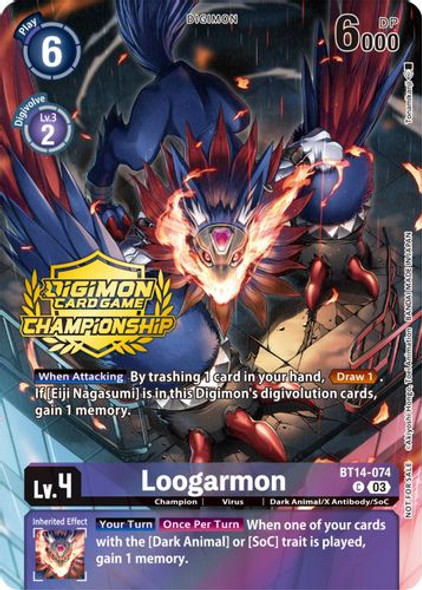 BT14-074C Loogarmon (Championship 2023 Tamers Pack) (Foil)