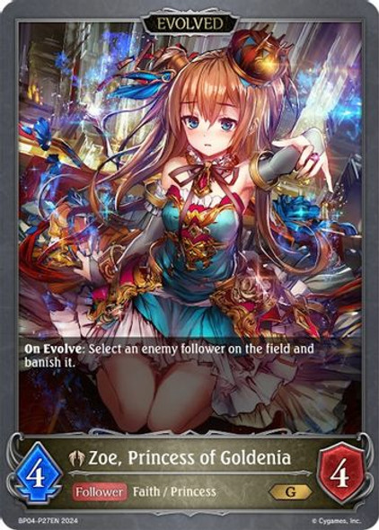 BP04-P27EN PG Zoe, Princess of Goldenia (Evolved) (Premium Foil)