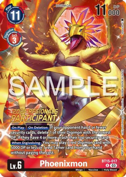 [BT15-017](R) Phoenixmon (2024 Regionals Participant) (Foil)