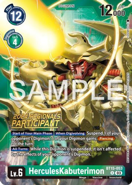 [BT15-053](R) HerculesKabuterimon (2024 Regionals Participant) (Foil)