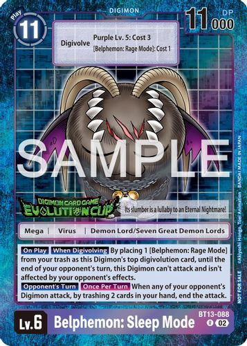 [BT13-088](R) Belphemon: Sleep Mode (2024 Ultimate Cup) (Foil)