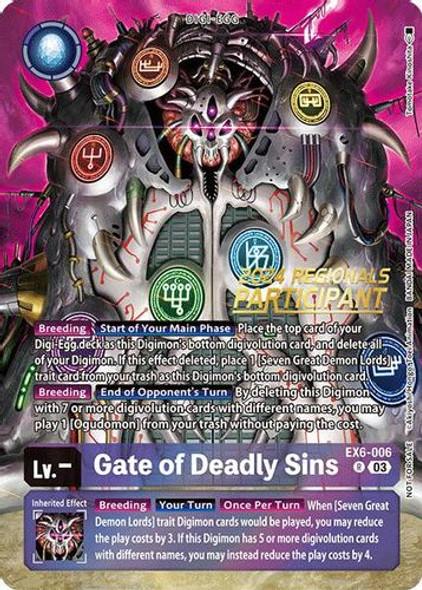 [EX06-006](R) Gate of Deadly Sins (2024 Regionals Participant) (Foil)